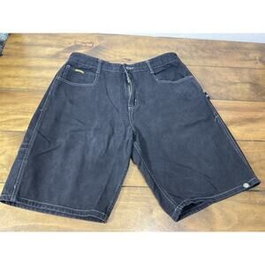 VTG 90s Lowrider Wide-Leg Skate Carpenter Black Denim Shorts Size 38